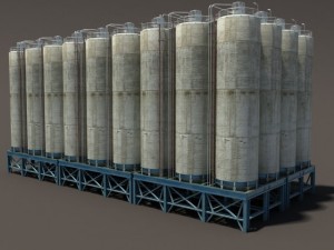 chemical silos low poly 3d moldel 3D Модель