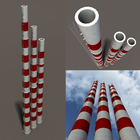 chimney low poly Model 3D .c4d .max .obj .3ds .fbx .stl .blend 