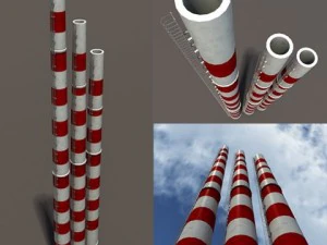 димохід низькому полі 3D Модель