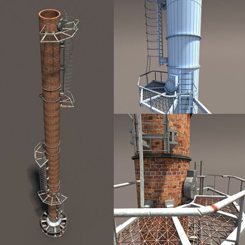 chimney low poly 3D मॉडल .c4d .max .obj .3ds .fbx .stl .blend 