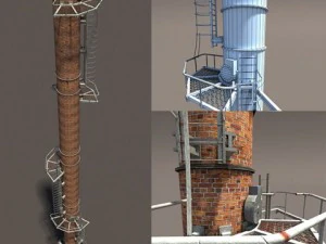 димохід низькому полі 3D Модель