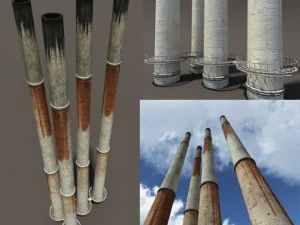 димохід низькому полі 3D Модель