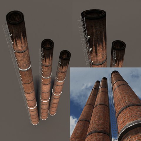 chimney low poly 3D Модель .c4d .max .obj .3ds .fbx .stl .blend 