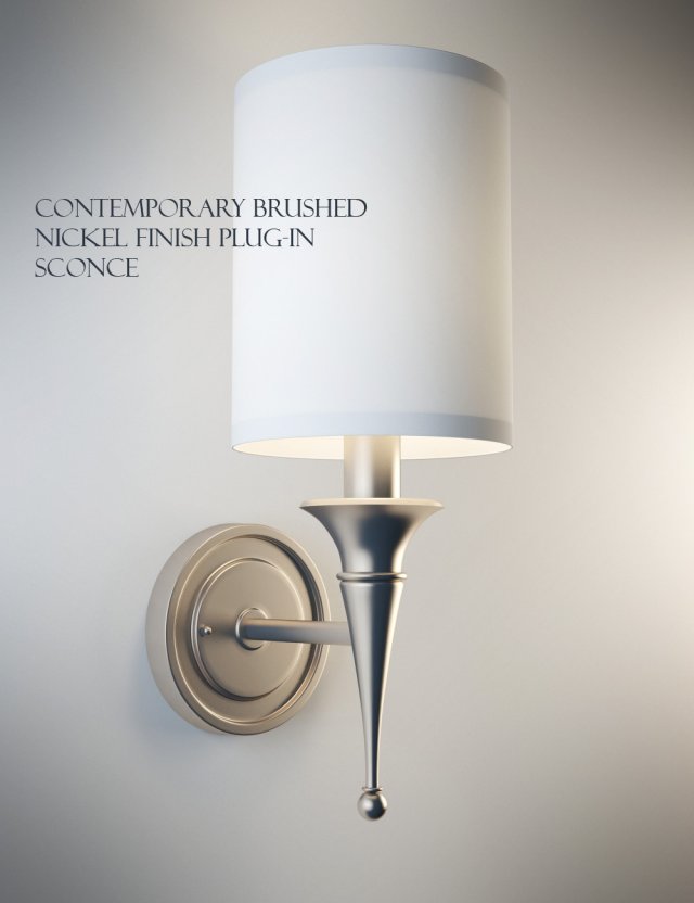contemporary brushed nickel finish plugin sconce Modèle 3D .c4d .max .obj .3ds .fbx .stl .blend 