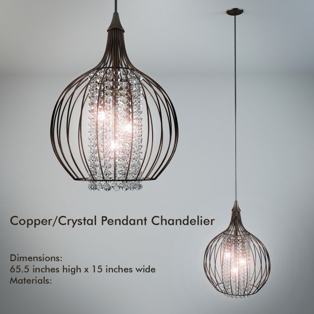 copper crystal pendant chandelier 3Dモデル .c4d .max .obj .3ds .fbx .stl .blend 