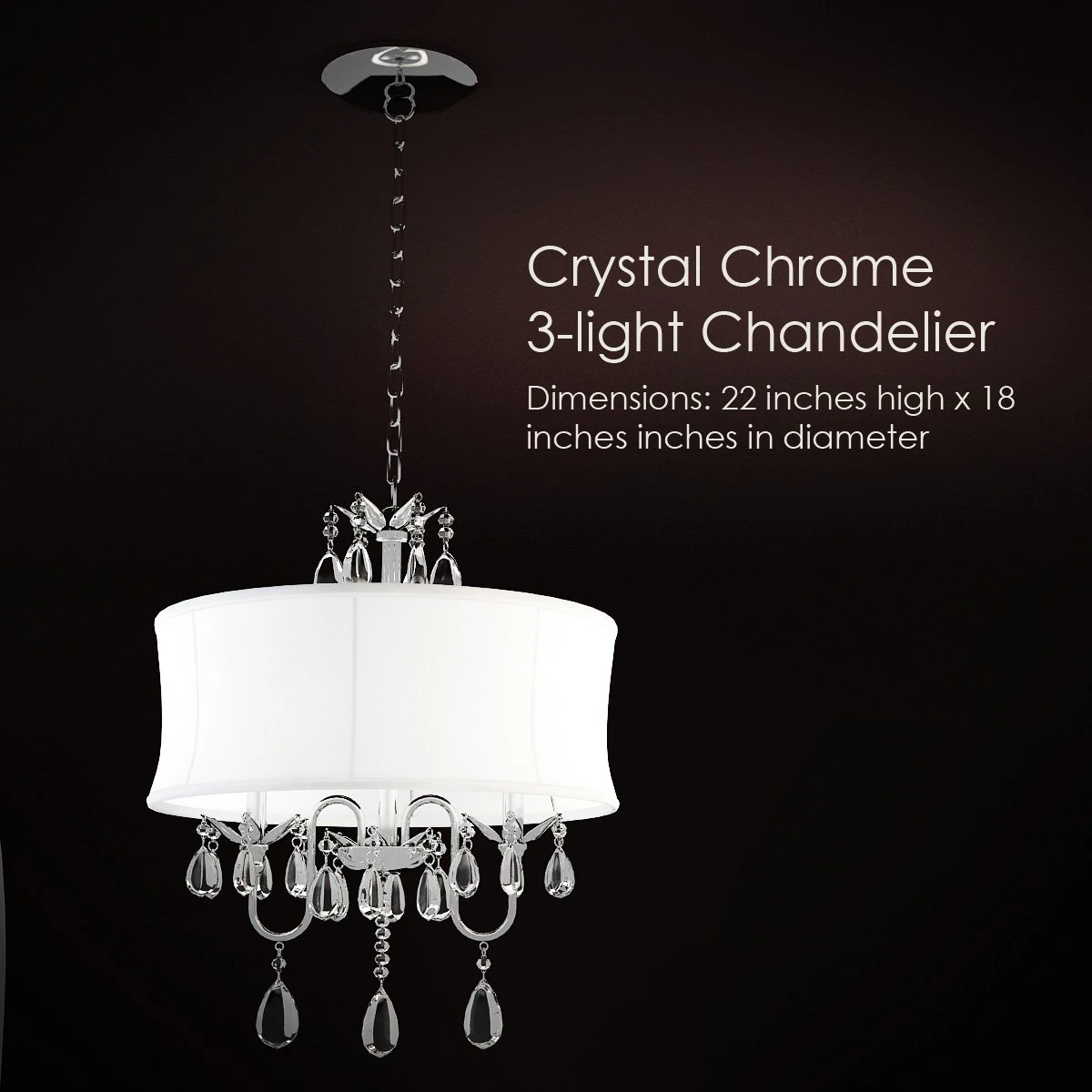 crystal chrome 3light chandelier 3D Model .c4d .max .obj .3ds .fbx .stl .blend 