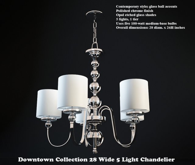 downtown collection 28 wide 5 light chandelier 3D मॉडल .c4d .max .obj .3ds .fbx .stl .blend 