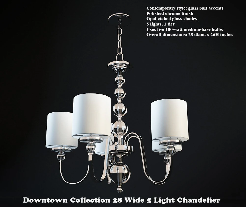 downtown collection 28 wide 5 light chandelier 3D Model .c4d .max .obj .3ds .fbx .stl .blend 