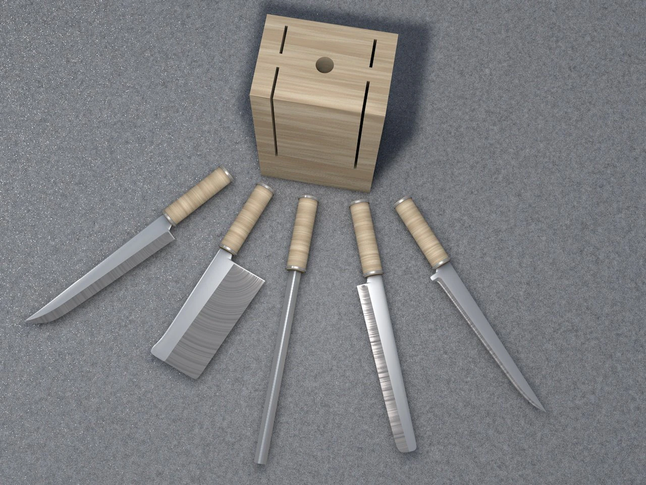 knife block 3D Model .c4d .max .obj .3ds .fbx .stl .blend 