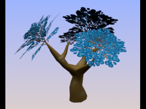 tree and lear blue 3D Модель