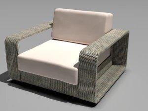 wicker  sofa chair and table 3D Model