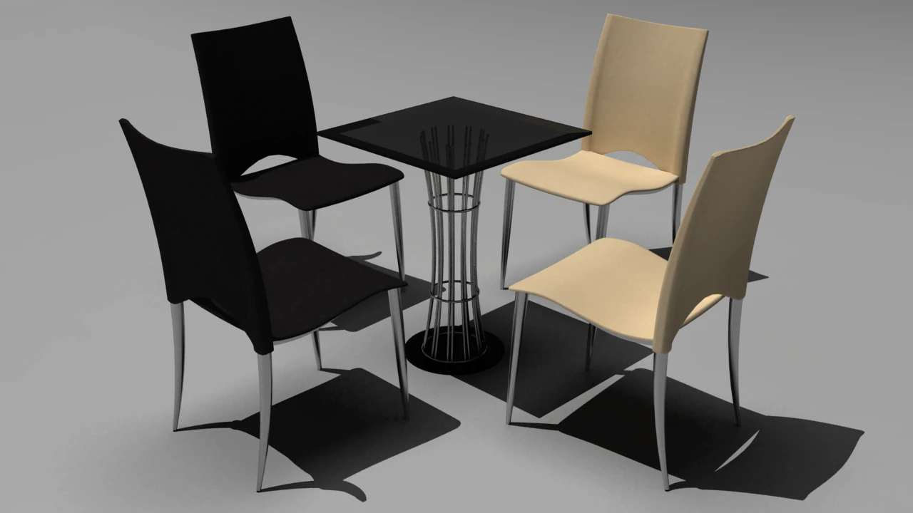 chair and table 3D Model .c4d .max .obj .3ds .fbx .stl .blend 