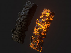 Burned wooden log 2 3D Model