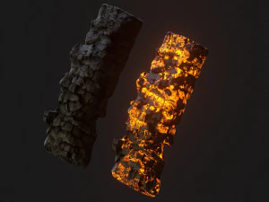 Burned wooden log 2 3D Model