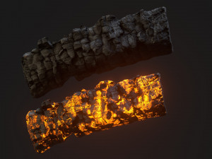 Burned wooden log 2 Modello 3D