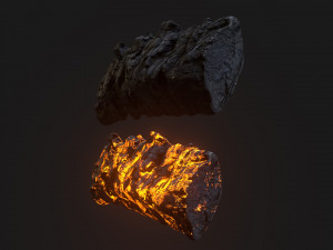 Burned wooden log 2 Modello 3D