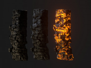 Burned wooden log 2 Modello 3D