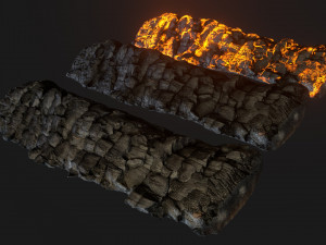 Burned wooden log 2 Modello 3D