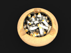 Ceramic ashtray full of cigarettes Model 3D