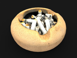 Ceramic ashtray full of cigarettes Model 3D