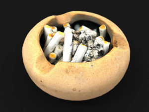 Ceramic ashtray full of cigarettes Model 3D