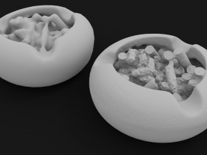 Ceramic ashtray full of cigarettes Model 3D