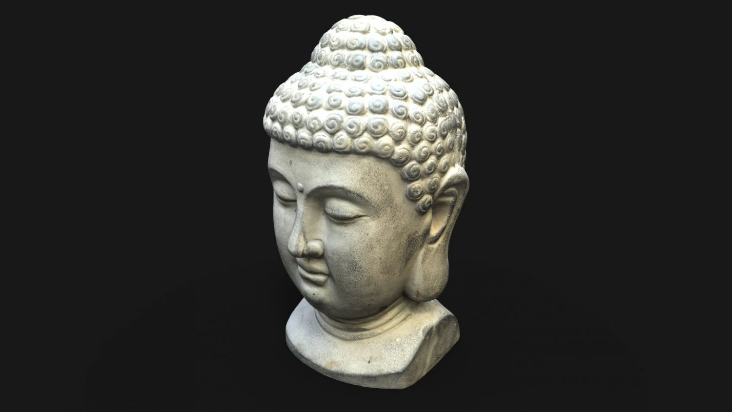 Buddha head concrete statue 3D Model .c4d .max .obj .3ds .fbx .stl .blend 