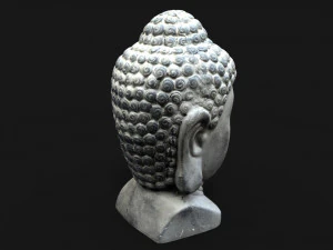 Buddha head concrete statue 3D Model