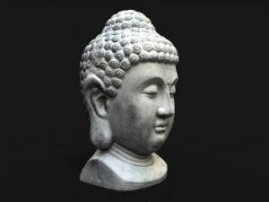 Buddha head concrete statue 3D Model