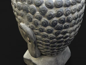 Buddha head concrete statue 3D Model