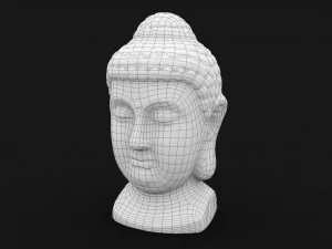 Buddha head concrete statue 3D Model