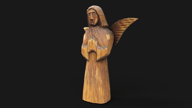 Wooden angel with a broken wing 3D 模型 .c4d .max .obj .3ds .fbx .stl .blend 