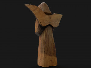 Wooden angel with a broken wing 3D 模型