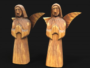 Wooden angel with a broken wing 3D 模型