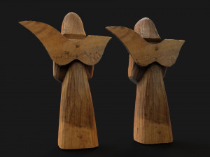 Wooden angel with a broken wing 3D 模型