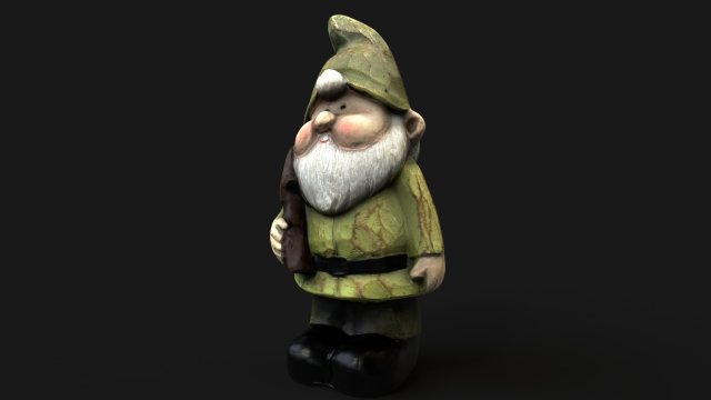 Wooden dwarf statue 3D Модель .c4d .max .obj .3ds .fbx .stl .blend 