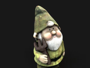 Wooden dwarf statue 3D Model