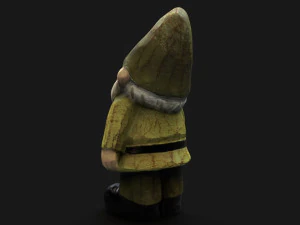 Wooden dwarf statue 3D Model