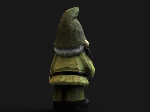Wooden dwarf statue 3D Model