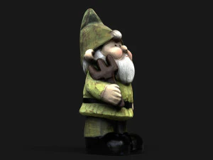 Wooden dwarf statue 3D Model