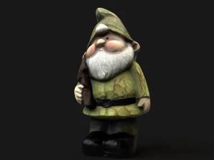 Wooden dwarf statue 3D Model