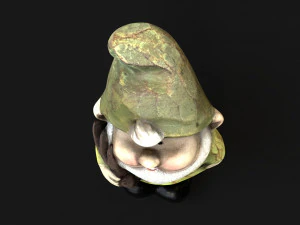 Wooden dwarf statue 3D Model