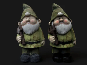 Wooden dwarf statue 3D Model