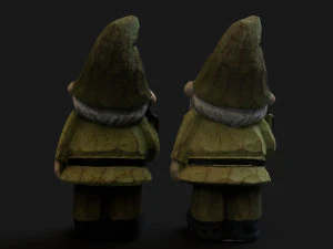 Wooden dwarf statue 3D Model