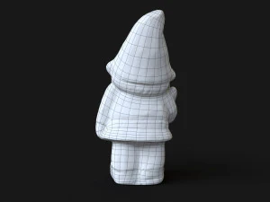 Wooden dwarf statue 3D Model