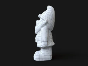 Wooden dwarf statue 3D Model