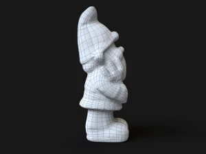 Wooden dwarf statue 3D Model