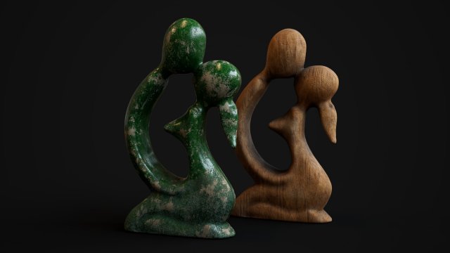 Statuette of a kissing couple 3D Model .c4d .max .obj .3ds .fbx .stl .blend 