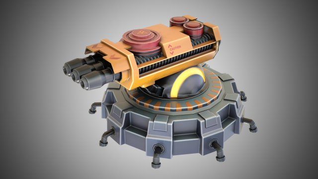 Sci-fi turret stylized 3D Model .c4d .max .obj .3ds .fbx .stl .blend 