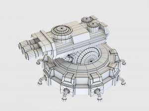 Torre de fic&ccedil;&atilde;o cient&iacute;fica estilizada Modelo 3D